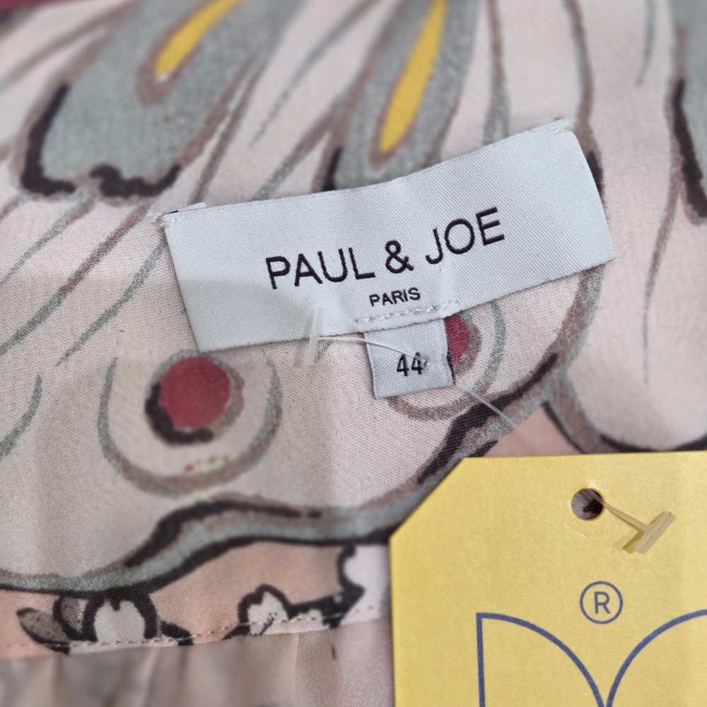 Paul & Joe Pink Butterfly A-Line Pink Peach Maxi Silk Skirt With Yellow Florals - Picture 7 of 12